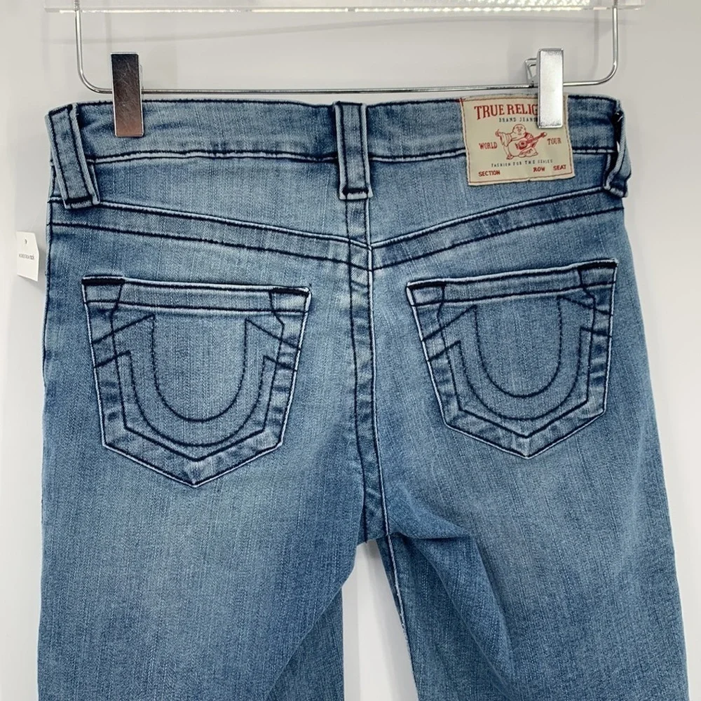 True Religion Riley knee length denim jean shorts long Bermuda women new 26
